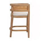 Christopher Knight Home Set di 2 Sgabelli da Bar Altezza Bancone Amir Contemporanei in Legno di Gomma Tappezzati con Schienale Curvo in Rattan Rovere