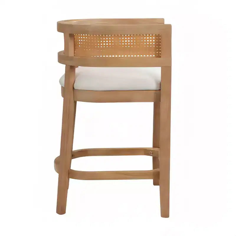Christopher Knight Home Set di 2 Sgabelli da Bar Altezza Bancone Amir Contemporanei in Legno di Gomma Tappezzati con Schienale Curvo in Rattan Rovere