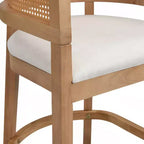 Christopher Knight Home Set di 2 Sgabelli da Bar Altezza Bancone Amir Contemporanei in Legno di Gomma Tappezzati con Schienale Curvo in Rattan Rovere