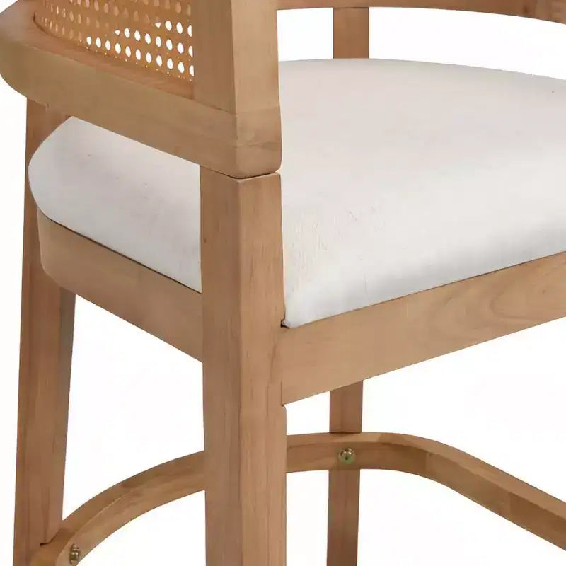 Christopher Knight Home Set di 2 Sgabelli da Bar Altezza Bancone Amir Contemporanei in Legno di Gomma Tappezzati con Schienale Curvo in Rattan Rovere