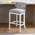 Sgabello Miranda girevole altezza bancone Bianco: schienale imbottito, borchie decorative - Alaterre Furniture