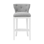 Sgabello Miranda girevole altezza bancone Bianco: schienale imbottito, borchie decorative - Alaterre Furniture