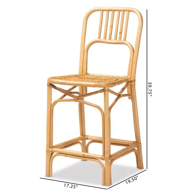 Sgabello da bancone Ivora Rattan Natural/Brown - bali & pari: Stile Bohemien, Seduta Fissa 62.23 cm, Nessun Montaggio Richiesto