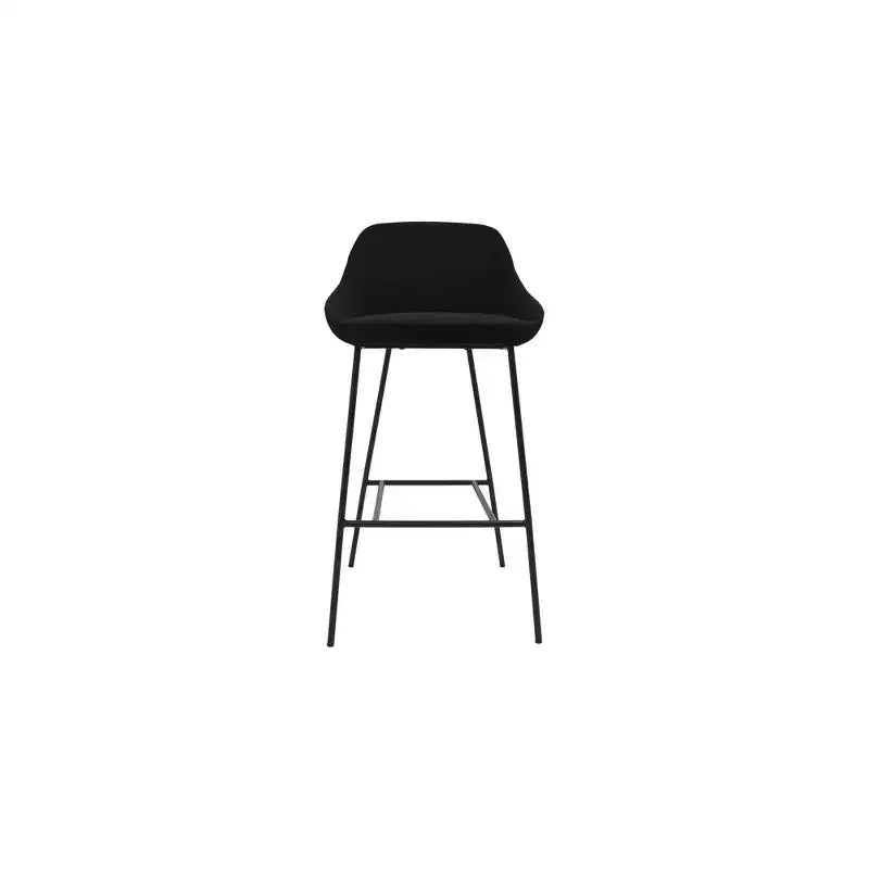 Alder Bay Henagar Barstool Black: Modern Upholstered, Steel Legs, Fixed Height, Foam Filled