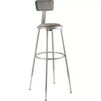 Confezione da 2 Sgabelli da Bar Regolabili Resistenti in Vinile e Acciaio con Schienale Grigio - Hampden Furnishings