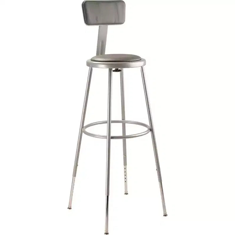 Confezione da 2 Sgabelli da Bar Regolabili Resistenti in Vinile e Acciaio con Schienale Grigio - Hampden Furnishings