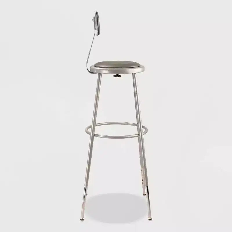 Confezione da 2 Sgabelli da Bar Regolabili Resistenti in Vinile e Acciaio con Schienale Grigio - Hampden Furnishings