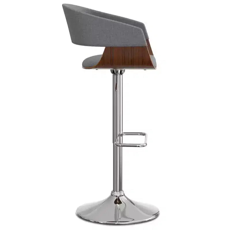 Light Grey Adjustable Swivel Barstool, Mid-Century Modern