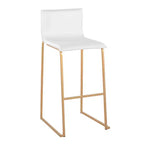 LumiSource Mara Set di 2 Sgabelli da Bar Imbottiti Bianco/Oro: Similpelle, Struttura in Acciaio, Altezza Fissa