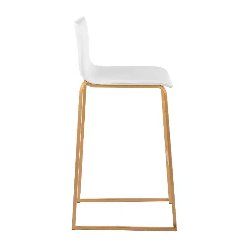 LumiSource Mara Set di 2 Sgabelli da Bar Imbottiti Bianco/Oro: Similpelle, Struttura in Acciaio, Altezza Fissa