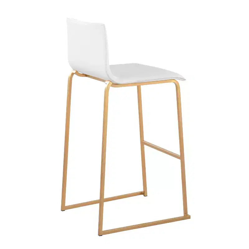 LumiSource Mara Set di 2 Sgabelli da Bar Imbottiti Bianco/Oro: Similpelle, Struttura in Acciaio, Altezza Fissa
