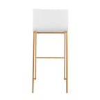 LumiSource Mara Set di 2 Sgabelli da Bar Imbottiti Bianco/Oro: Similpelle, Struttura in Acciaio, Altezza Fissa