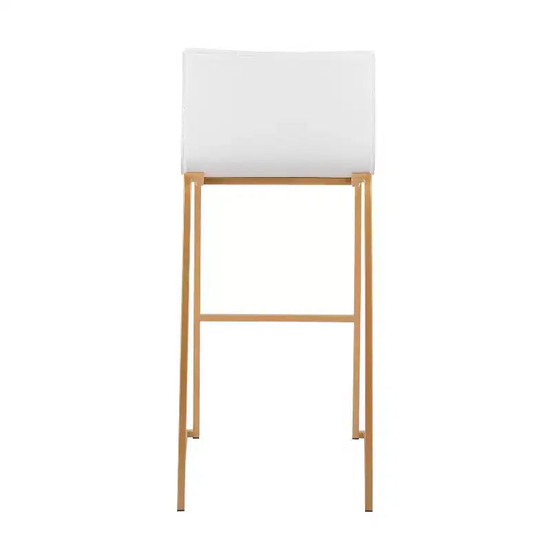 LumiSource Mara Set di 2 Sgabelli da Bar Imbottiti Bianco/Oro: Similpelle, Struttura in Acciaio, Altezza Fissa