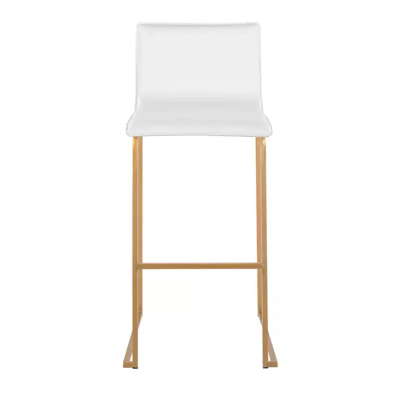 LumiSource Mara Set di 2 Sgabelli da Bar Imbottiti Bianco/Oro: Similpelle, Struttura in Acciaio, Altezza Fissa