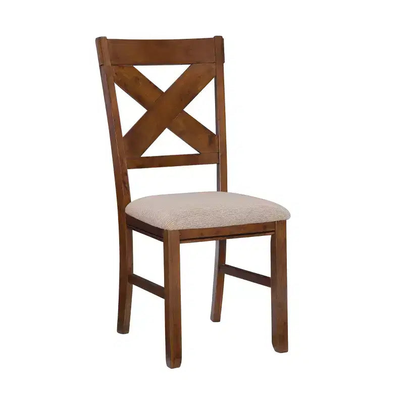 Set di 2 sedie laterali in tessuto Jackson Wide X Back, colore nocciola scuro - Powell
