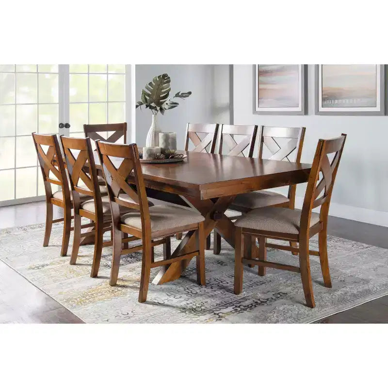 Set di 2 sedie laterali in tessuto Jackson Wide X Back, colore nocciola scuro - Powell