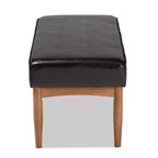 Panca da pranzo Arvid in ecopelle e legno imbottita marrone scuro/noce - Baxton Studio