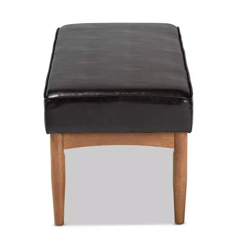 Panca da pranzo Arvid in ecopelle e legno imbottita marrone scuro/noce - Baxton Studio
