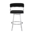 Sgabello da bar Saturn in similpelle da 26" altezza bancone: girevole, schienale basso, Armen Living