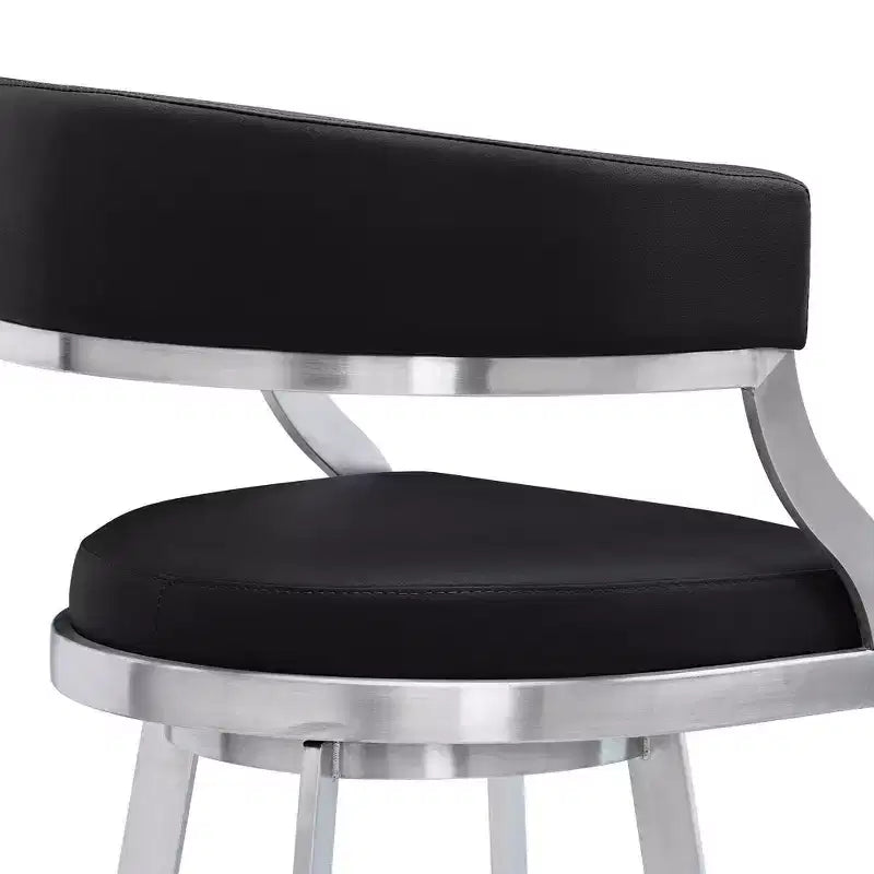 Sgabello da bar Saturn in similpelle da 26" altezza bancone: girevole, schienale basso, Armen Living