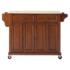 Crosley Natural Wood Top Kitchen Cart - Cherry