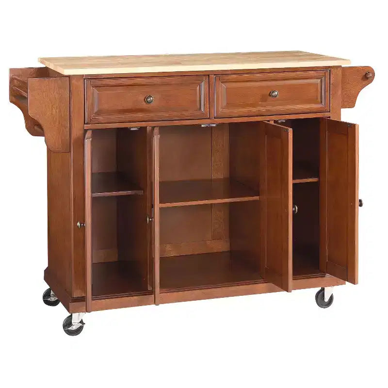 Carrello da cucina con piano in legno naturale Crosley - Ciliegio