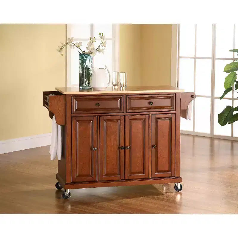 Carrello da cucina con piano in legno naturale Crosley - Ciliegio
