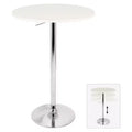 Adjustable Round Counter Height Dining Table Metal/White - LumiSource: Hydraulic Pub & Pedestal Table, Seats 2