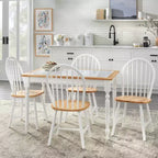 Set da pranzo rettangolare Buylateral 5 pezzi Tara Farmhouse con piano in piastrelle e sedie a fuso Bianco/Naturale