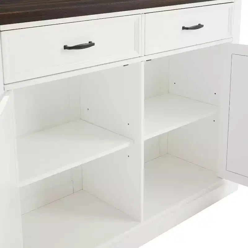 Clifton Kitchen Island Bianco/Marrone Decapato - Crosley: Ripiani Regolabili, Carrello Contenitore, Design Rustico