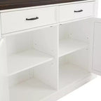 Clifton Kitchen Island Bianco/Marrone Decapato - Crosley: Ripiani Regolabili, Carrello Contenitore, Design Rustico