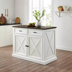 Clifton Kitchen Island Bianco/Marrone Decapato - Crosley: Ripiani Regolabili, Carrello Contenitore, Design Rustico