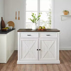 Clifton Kitchen Island Bianco/Marrone Decapato - Crosley: Ripiani Regolabili, Carrello Contenitore, Design Rustico