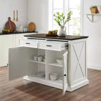 Clifton Kitchen Island Bianco/Marrone Decapato - Crosley: Ripiani Regolabili, Carrello Contenitore, Design Rustico