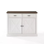 Clifton Kitchen Island Bianco/Marrone Decapato - Crosley: Ripiani Regolabili, Carrello Contenitore, Design Rustico
