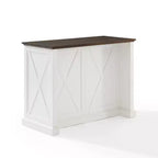 Clifton Kitchen Island Bianco/Marrone Decapato - Crosley: Ripiani Regolabili, Carrello Contenitore, Design Rustico