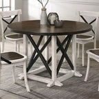 Tavolo da pranzo rotondo Piker 47" in legno noce scuro/bianco antico - HOMES: Inside + Out