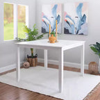 White Rubberwood Square Counter Height Dining Table, Seats 4