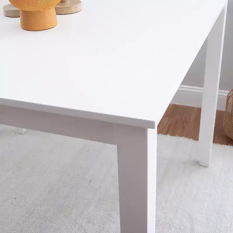 White Rubberwood Square Counter Height Dining Table, Seats 4
