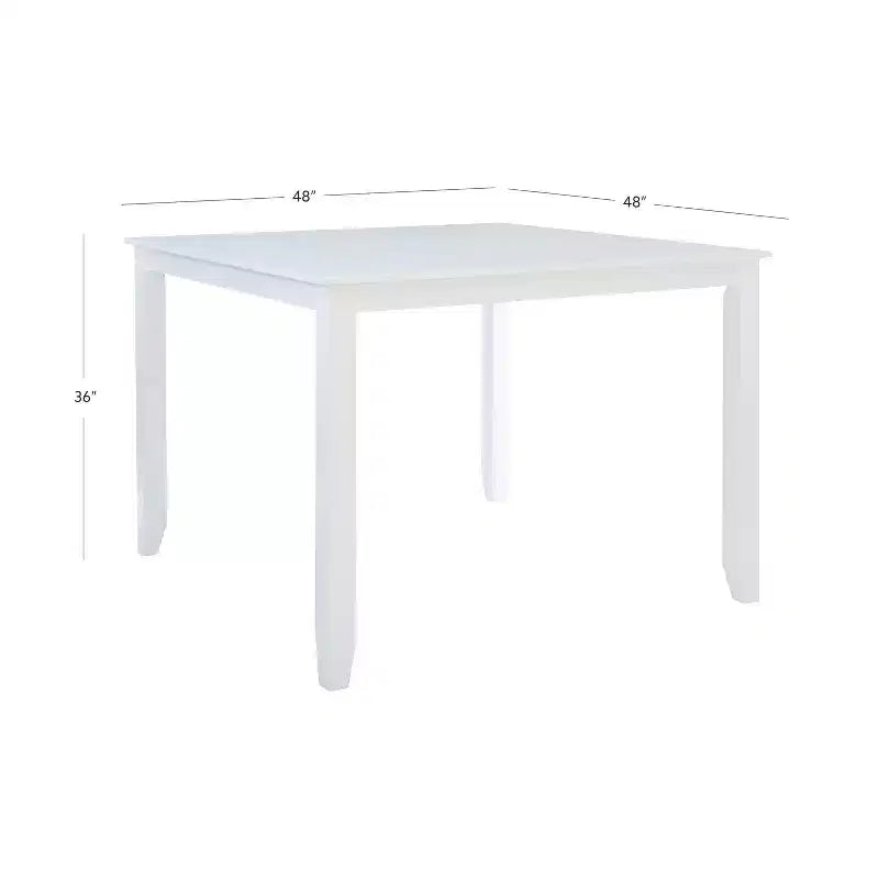 White Rubberwood Square Counter Height Dining Table, Seats 4