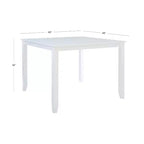 White Rubberwood Square Counter Height Dining Table, Seats 4