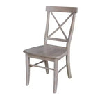 Tavolo da pranzo rotondo allungabile Karen da 36" con 4 sedie con schienale a X Tortora: Legno massello, Base a piedistallo - International Concepts