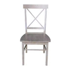 Tavolo da pranzo rotondo allungabile Karen da 36" con 4 sedie con schienale a X Tortora: Legno massello, Base a piedistallo - International Concepts