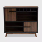 Mobili per vino Margo in legno bicolore Noce/Nero - Baxton Studio