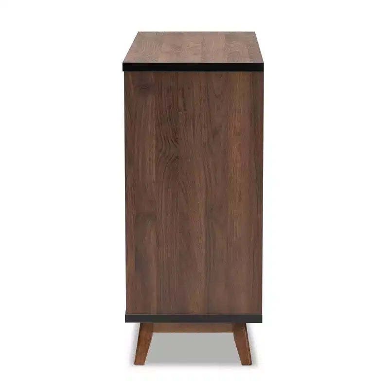 Mobili per vino Margo in legno bicolore Noce/Nero - Baxton Studio