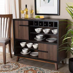Mobili per vino Margo in legno bicolore Noce/Nero - Baxton Studio