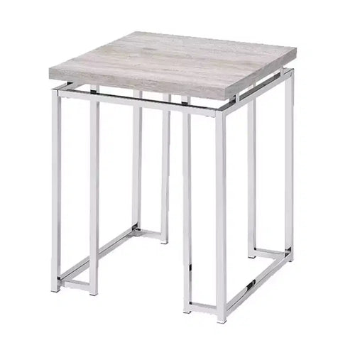 19" Chafik Table Bases Natural Oak/Chrome - Acme Furniture