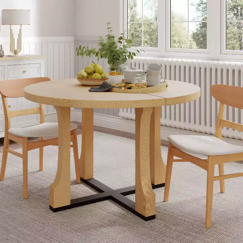 Christopher Knight Home Andrew tavolo da pranzo rotondo da 48" con telaio a croce rustico in rovere naturale