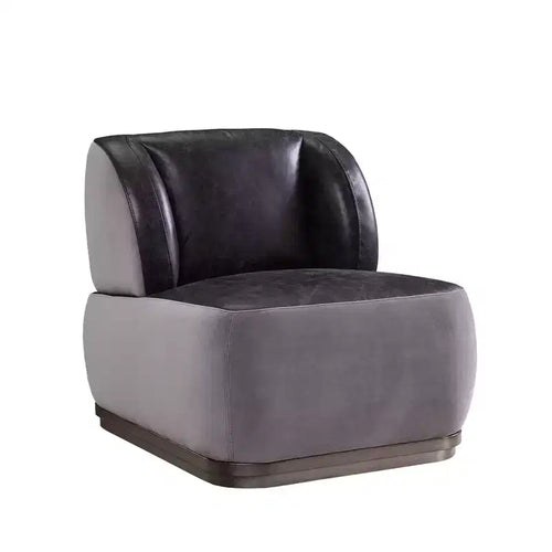 73.7 cm Decapree Accent Chair Antique Slate Top Grain Leather/Gray Velvet: Metal Frame, No Assembly, Patchwork Aluminum