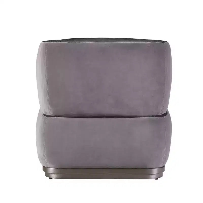 Accent Chair Antique Slate Top Grain Leather and Gray Velvet